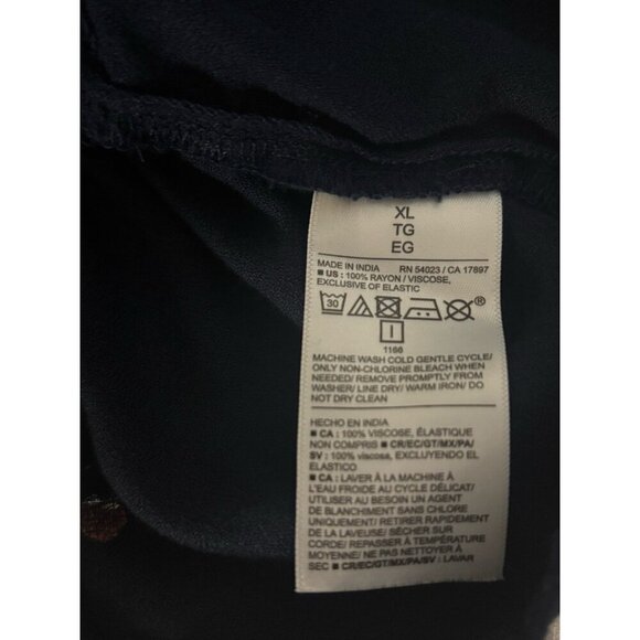 Old Navy V-neck Button Down Crepe Top XL Navy Cherries Flutter Sleeve Smocked - Picture 10 of 12